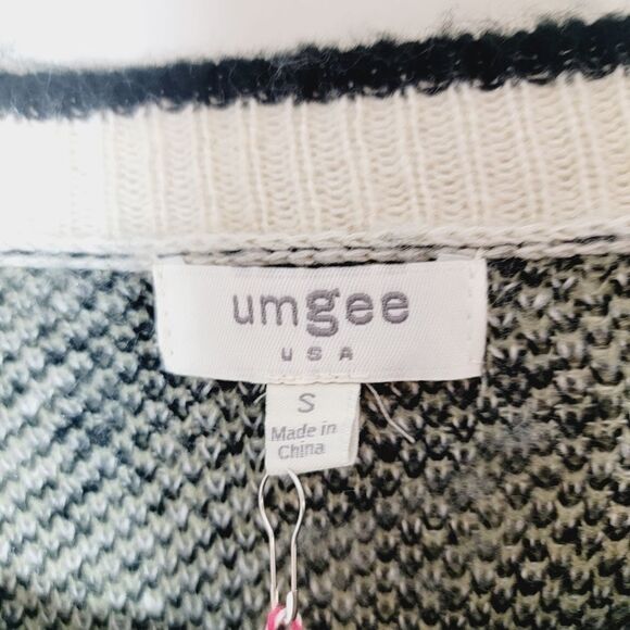 NEW Umgee Logan Animal Print Knit Sweater Dress Blavk Olive Off White Size Small - Picture 4 of 8